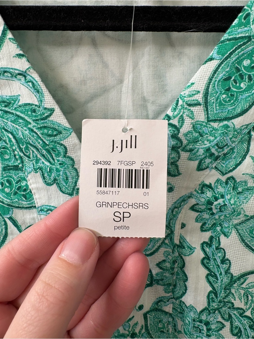 NWT J.JILL PETITE TURQUOISE FLORAL PRINT V-NECK DRESS SZ SP - Picture 5 of 6